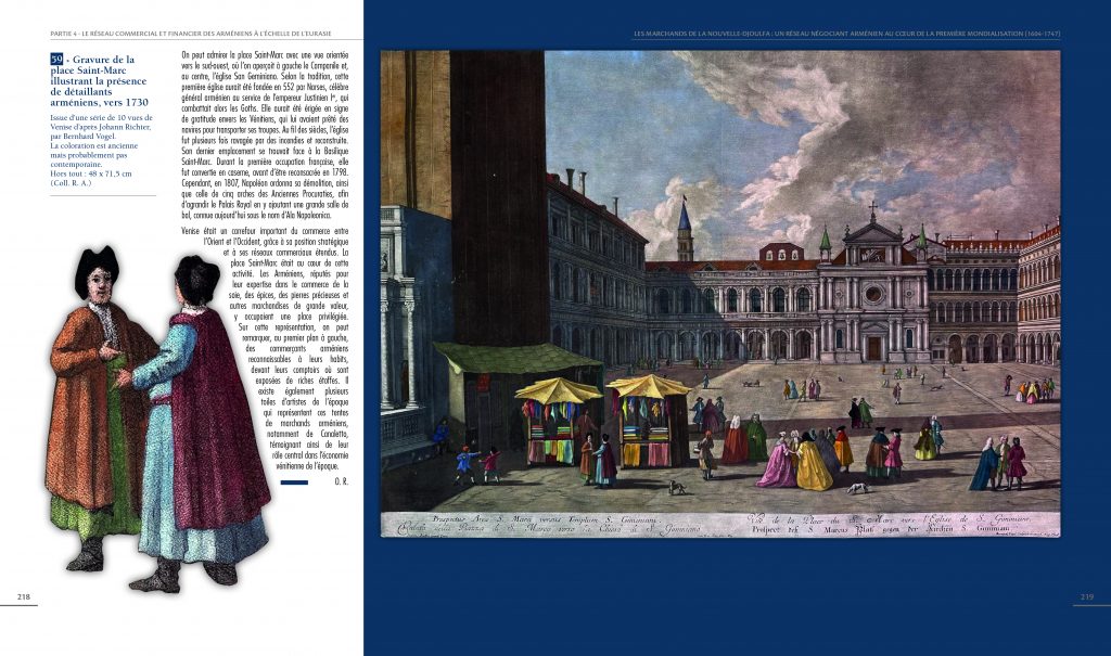 Gravure de la place Saint-Marc illustrant la présence de détaillants arméniens, vers 1730 ©Sources d’Arménie